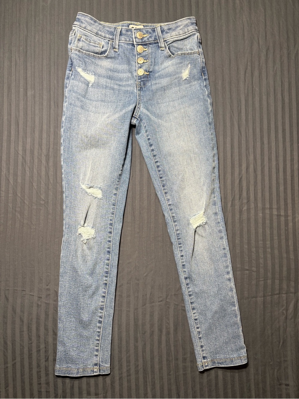 SO Light Blue Distressed Kids Jeans with Button Fly